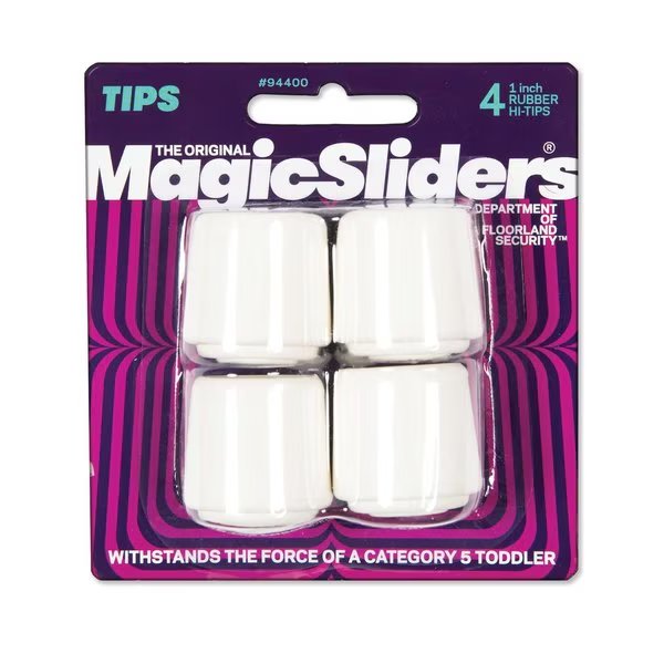 Rubber Leg Tip White Round 1 in. W , 4PK, Magic Sliders, Mfr#: 94400